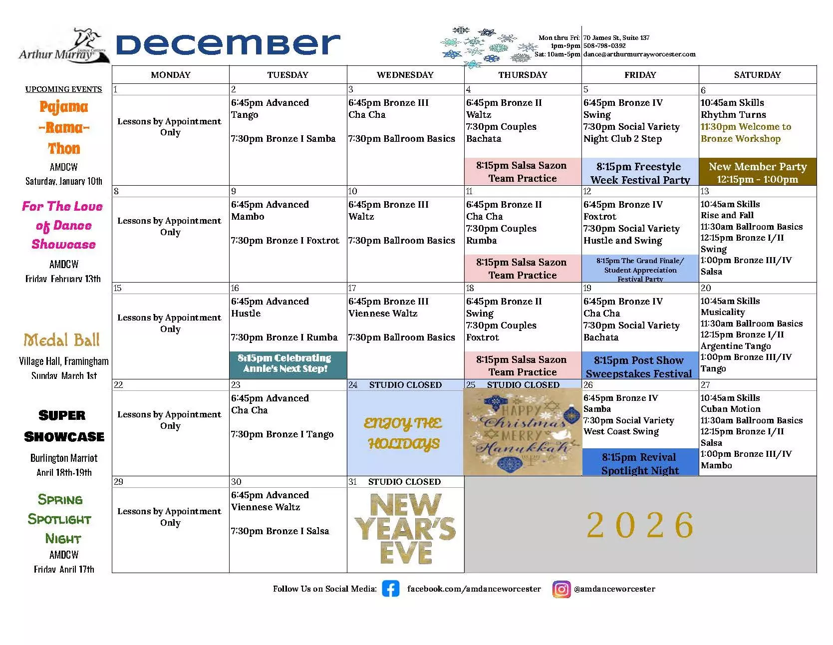 December 2025 Worcester Calendars